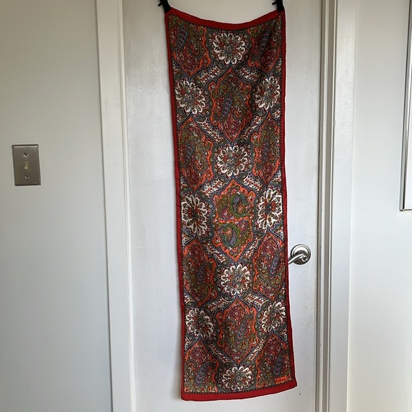 Vintage Echo Silk Red Paisley Long Oblong Scarf - Picture 6 of 9
